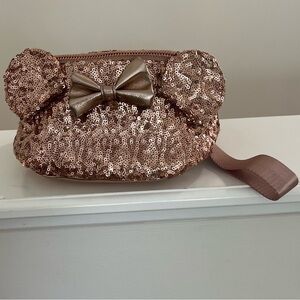 Disney Parks Loungefly Minnie Rose gold sequin Fannypack